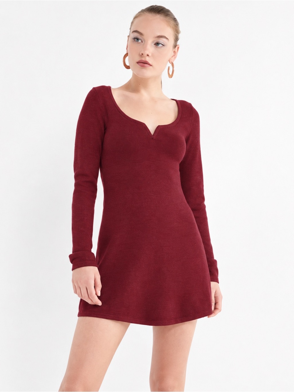 Urban Outfitters Spellbound Sweater Mini Dress Sweetheart V Wine Small NWT